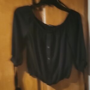 Ambiance Black Fitted 3/4 Sleeve Blouse